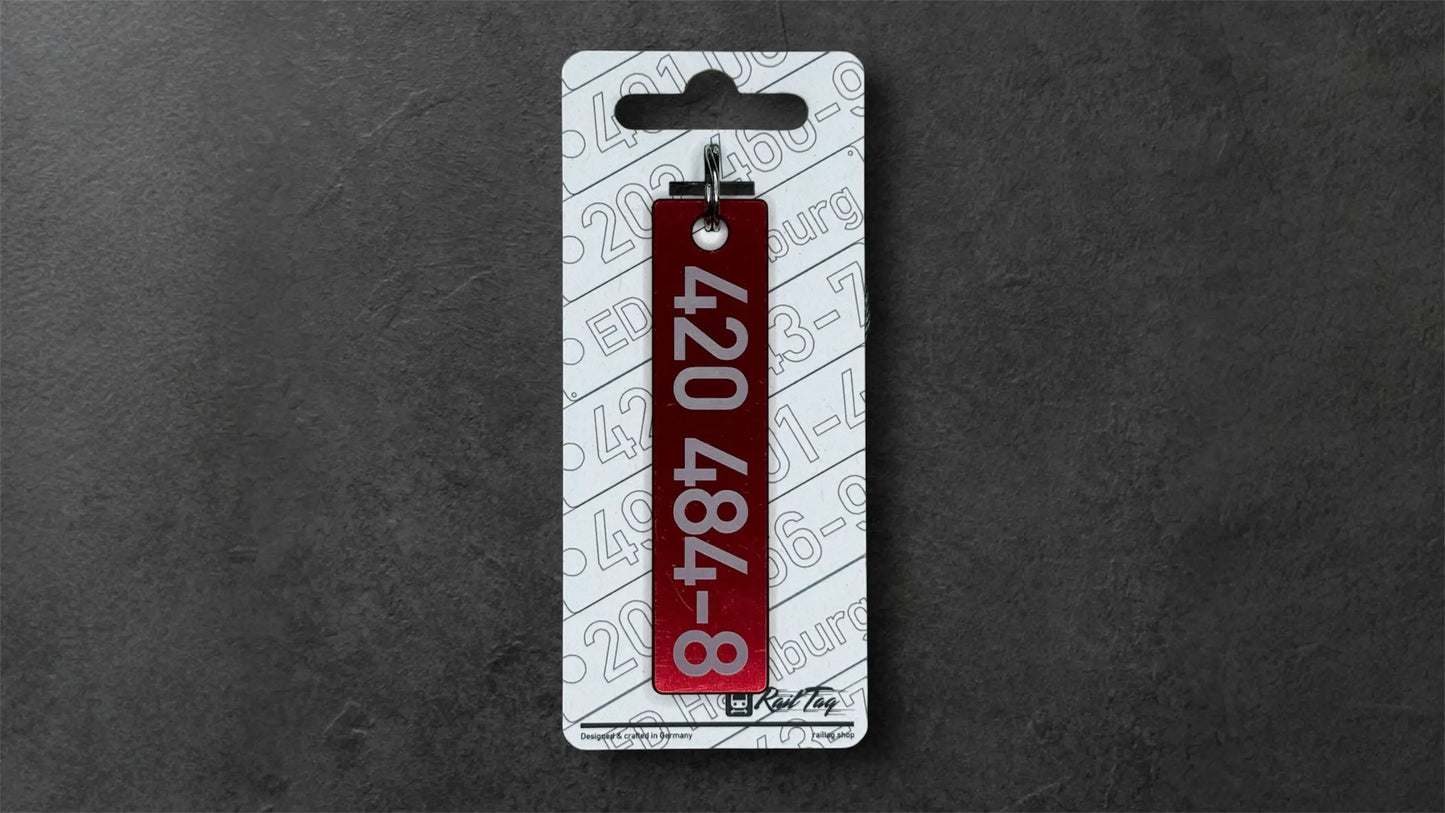 Eisenbahn "eloxiertes Alu Lokschild" individueller Schlüsselanhänger (Laser) RailTag